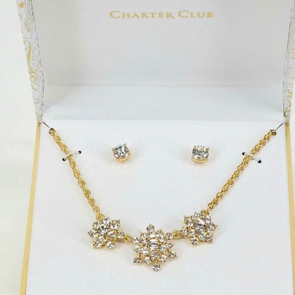 Crystal Burst Collar Necklace & Stud Earrings Set - Picture 3 of 10